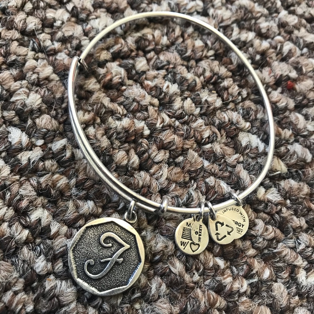 Alex and ani F initial bracelet